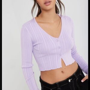 Garage Lilac Ribbed Crop Top